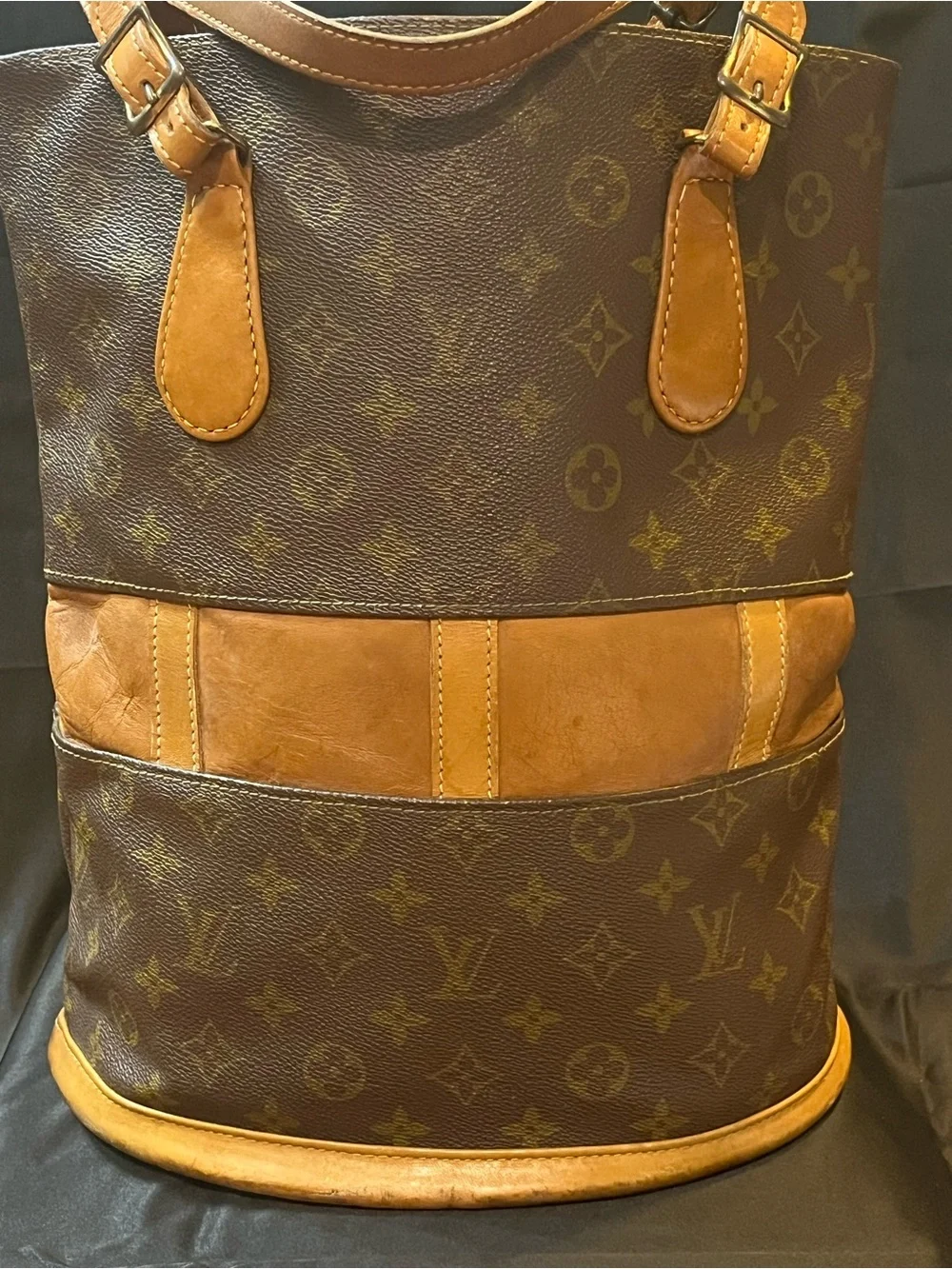 Vintage Louis Vuitton French Company Monogram Bucket Bag GM Shoulder Tote